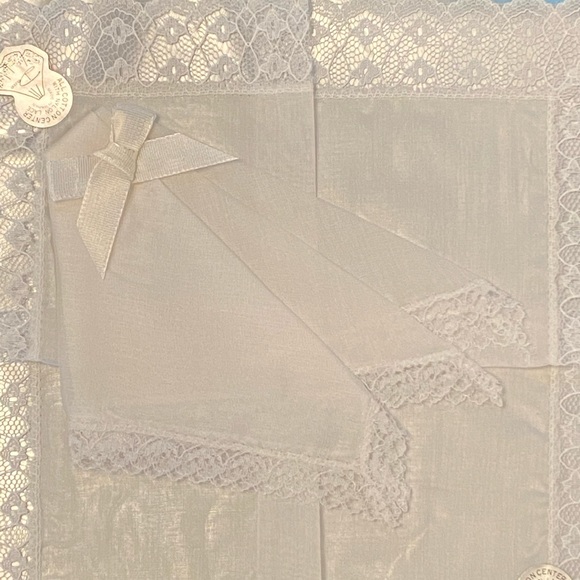 Pair of Vintage Desco Cotton and Lace Women’s Handkerchiefs in Original Box - Picture 2 of 7